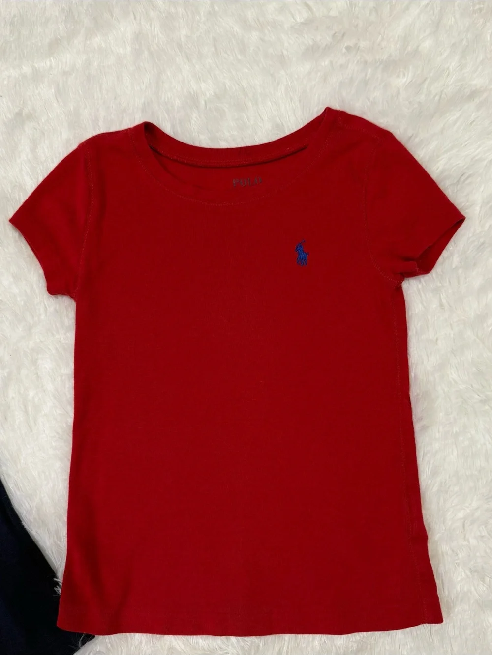 Polo Ralph Lauren Girls Lot Navy & Red Tee T Shirt Girls Size 5 Soft Knit EUC